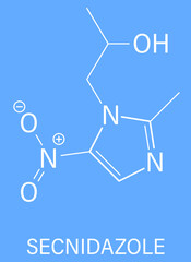Secnidazole anti-infective drug molecule, nitroimidazole class. Skeletal formula.