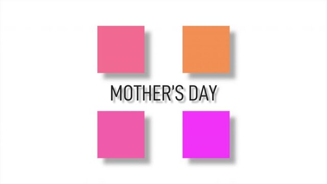 Mothers Day with yellow and purple squares on fashion background, motion holidays, fashion and Mothers day style background