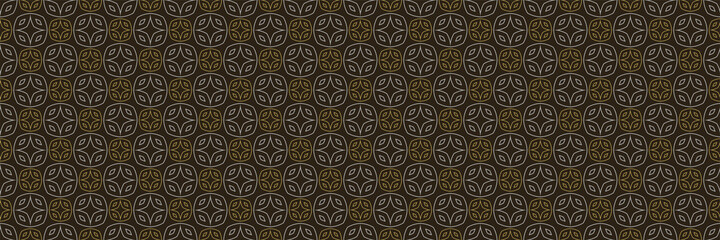 Seamless pattern with floral ornaments on a dark brown background. Vector graphics