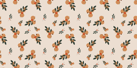 Beautiful art seamless pattern with abstract leaves and shapes. Suitable for wallpapers, backgrounds, surface textures, textiles, fabrics, home furnishings and other users.
