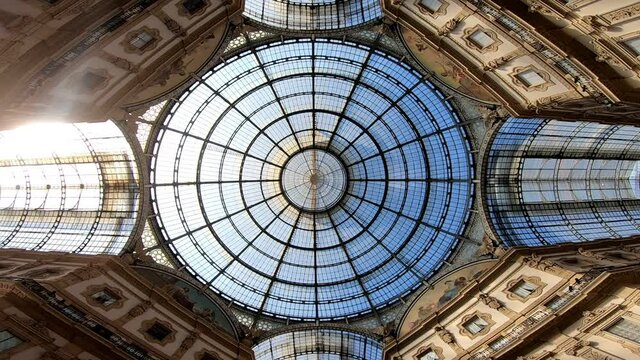 Glass roof of the Galleria Vittorio Emmanuele in Milan, Italy