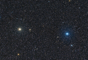  Pollux and Castor  the two brightest stars in the constellation of Gemini. Backgrounds night sky 