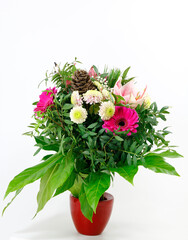 flower bouquet with green on White background