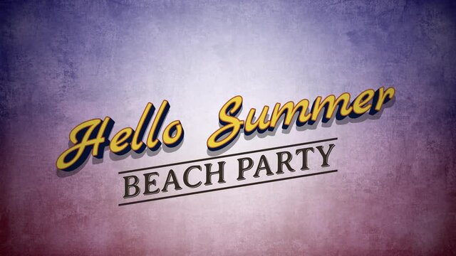 Hello Summer and Beach Party with gradient grunge texture, motion promotion, summer and retro style background