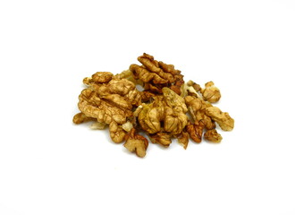 Walnuts kernel isolated on white background.
