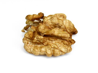 Kernel walnut isolated on the white background, closeup.