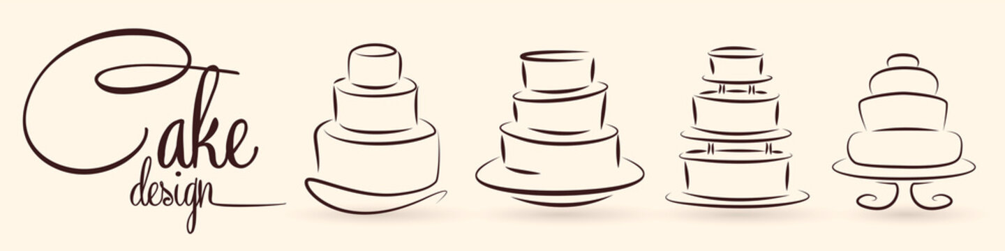 Cake design icon set, vector illustration