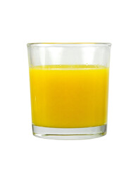 Immune boosting, anti inflammatory smoothie with orange, pineapple, turmeric, isolated on white. Detox morning juice drink, clean eating.