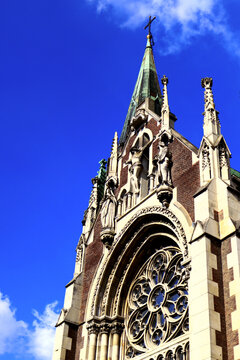 tower building in Lviv. Catholic temple