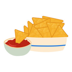 Nachos sauce with ketchup. Vector illustration on white background. Mexican national food.