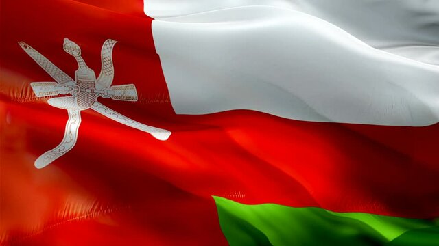 Oman flag. National 3d Oman flag waving. Sign of Omani seamless loop animation. Oman flag HD Background. Omani flag isolated Closeup 1080p Full HD video for presentation for Victory day
