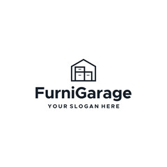 minimalist FurniGarage building home logo design