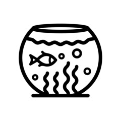 Aquarium linear icon fishbowl