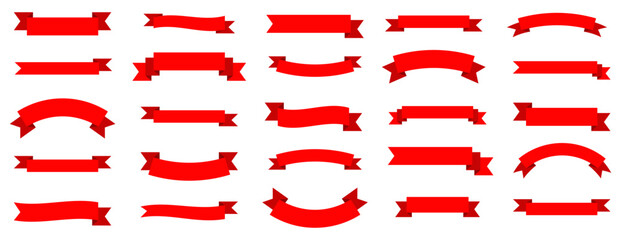 Ribbon banner set. Ribbon collection. Red ribbons. Vector red ribbons. Celebration banners.