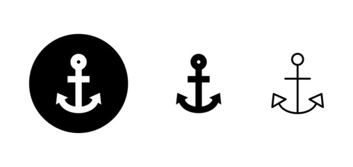 Anchor icons set. Anchor sign and symbol. Anchor marine icon.