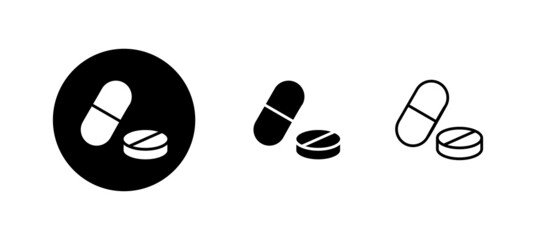 Pills icons set. capsule icon. Drug sign and symbol