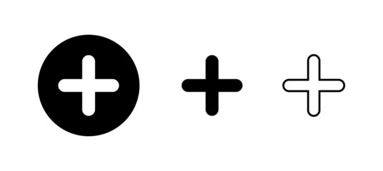 Plus Icons set. Add plus sign and symbol