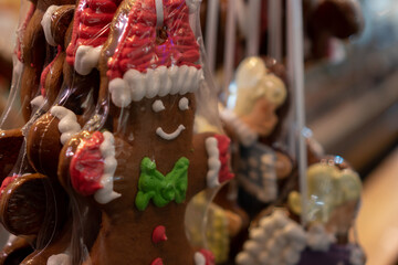 Fototapeta na wymiar christmas gingerbread man chocolate cookie