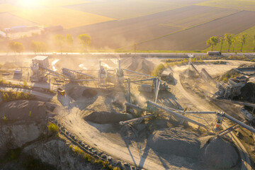 Mining equipment for crushing stone ore to the beneficiation plant, aerial photography
