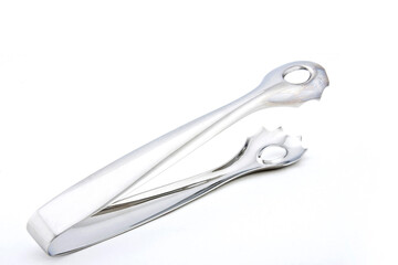 tongs or ice tongs isolated on white background with space for text	