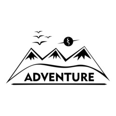 Black and white mountain scenery logo design. Creative logo design