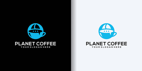 Planet coffee logo template