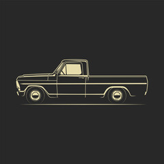pickup truck classic outline illustration © galimovma79