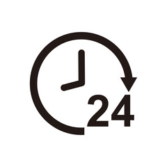 round up to 24 hours customer service icon, 24 hour helpline