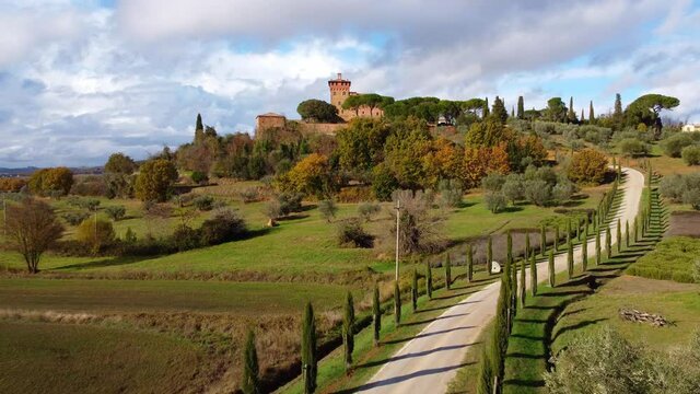 Amazing Tuscany - the typical view over the rural landscapes and farms - travel photography