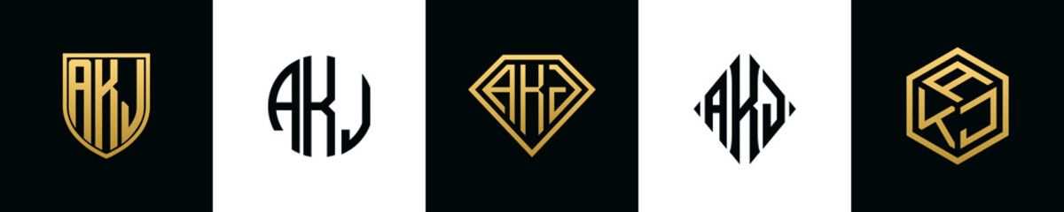 Initial letters AKJ logo designs Bundle