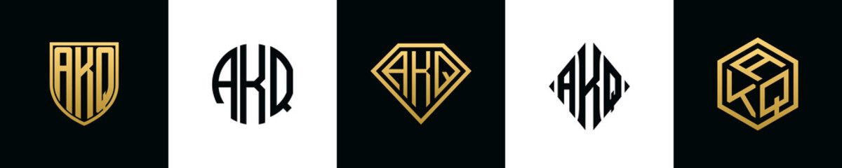 Initial letters AKQ logo designs Bundle