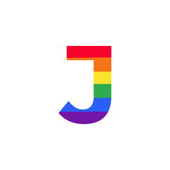 Letter J Colored in Rainbow Color Logo Design Inspiration for LGBT Concept