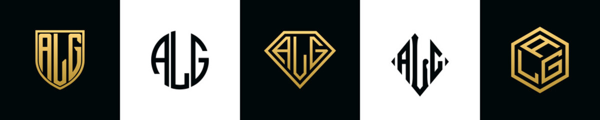 Initial letters ALG logo designs Bundle - obrazy, fototapety, plakaty
