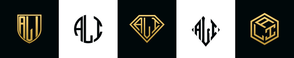 Initial letters ALI logo designs Bundle - obrazy, fototapety, plakaty