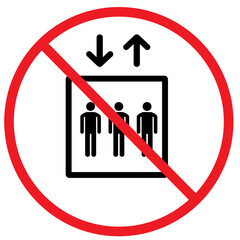 prohibition sign with up and down arrows on white background. Do not use lift. Do not use elevator sign. flat style.