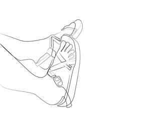 woman wearing sandals feet in the air .holiday themed drawing concept