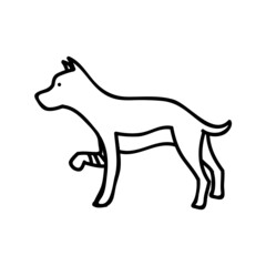 Leg injured dog icon. Hand drawn vector illustration.