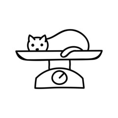 Vet animal weight scale icon. Hand drawn vector illustration.