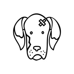 Injured dog icon. Hand drawn vector illustration.