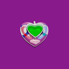 A cup of tea. Heart shape on a purple background. Happy Valentine's Day...