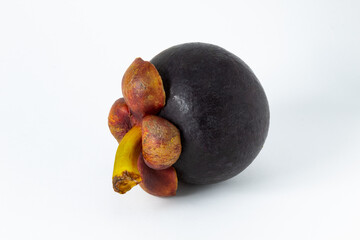 Ripe mangosteen fruit isolated on white background