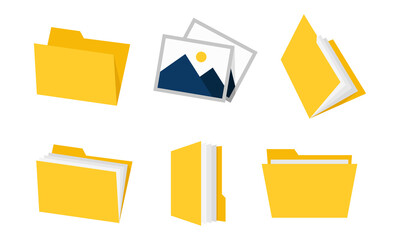 Flat vector illustration of default system folder. Suitable for design element of folder management, blank folder, and document archive. Blank yellow folder design template. - obrazy, fototapety, plakaty