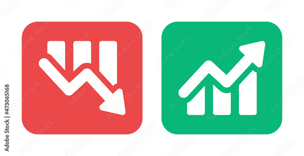 Poster increase and decrease chart icon. financial analytic chart graphs symbol.