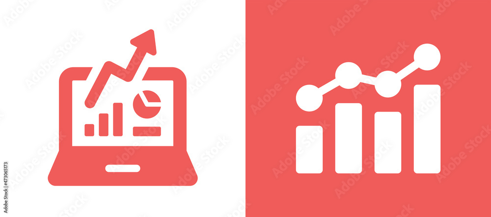 Poster data on computer laptop icon. data analytics icon vector illustration. infographic concept