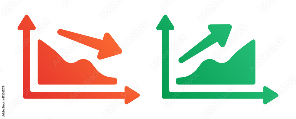 Leinwandbilder statistics graph icon set. decrease and increase graph icon vector illustration.
