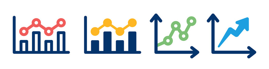 Data chart and graph icon set. Diagram and infographic symbol