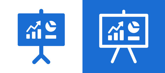 Fototapeta premium Business chart on presentation board icon. Statistics and analytics vector icon.