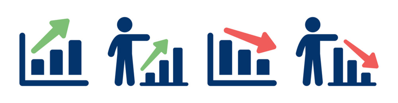 Positive and negative chart icon. Infographics symbol vector illustration