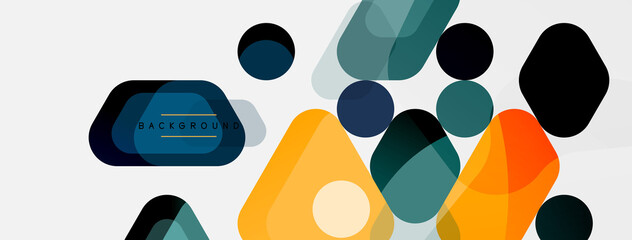 Abstract round geometric shapes and circles background. Trendy techno business template for wallpaper, banner, background or landing