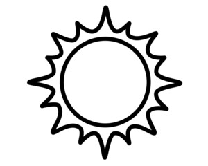 Sun - symbolic image - vector linear illustration for logo or pictogram. Outline. Star sun with rays for sign or icon